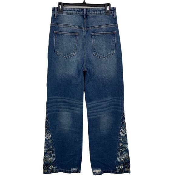 NWT Driftwood Cameron Chloe Bluebell Jeans Size 27 Wide Leg‎ Embroidered Denim - Picture 3 of 9